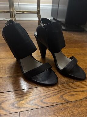 Vince Camuto Black Open-Toe Ankle-Cuff Heels